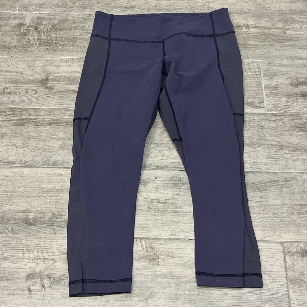Lululemon Leggings Women's Purple Mesh Panel Pull On In Movement‎ Cropped Size 6